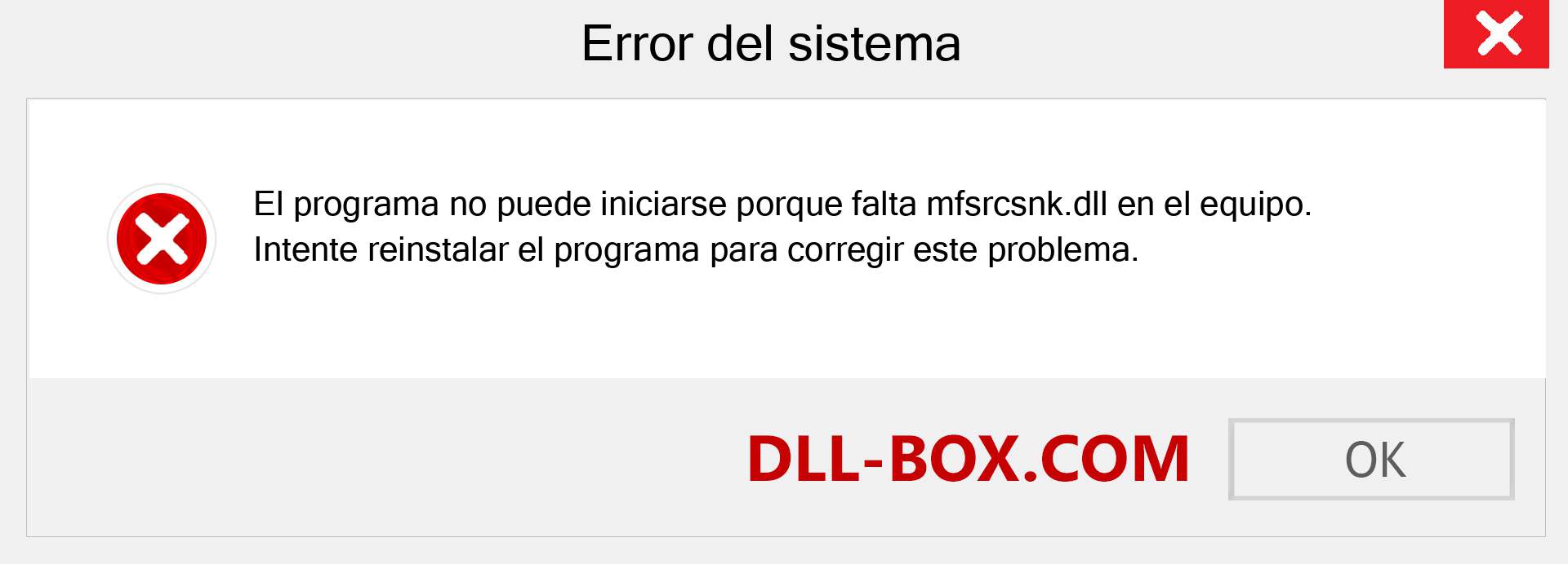 ¿Falta el archivo mfsrcsnk.dll ?. Descargar para Windows 7, 8, 10 - Corregir mfsrcsnk dll Missing Error en Windows, fotos, imágenes